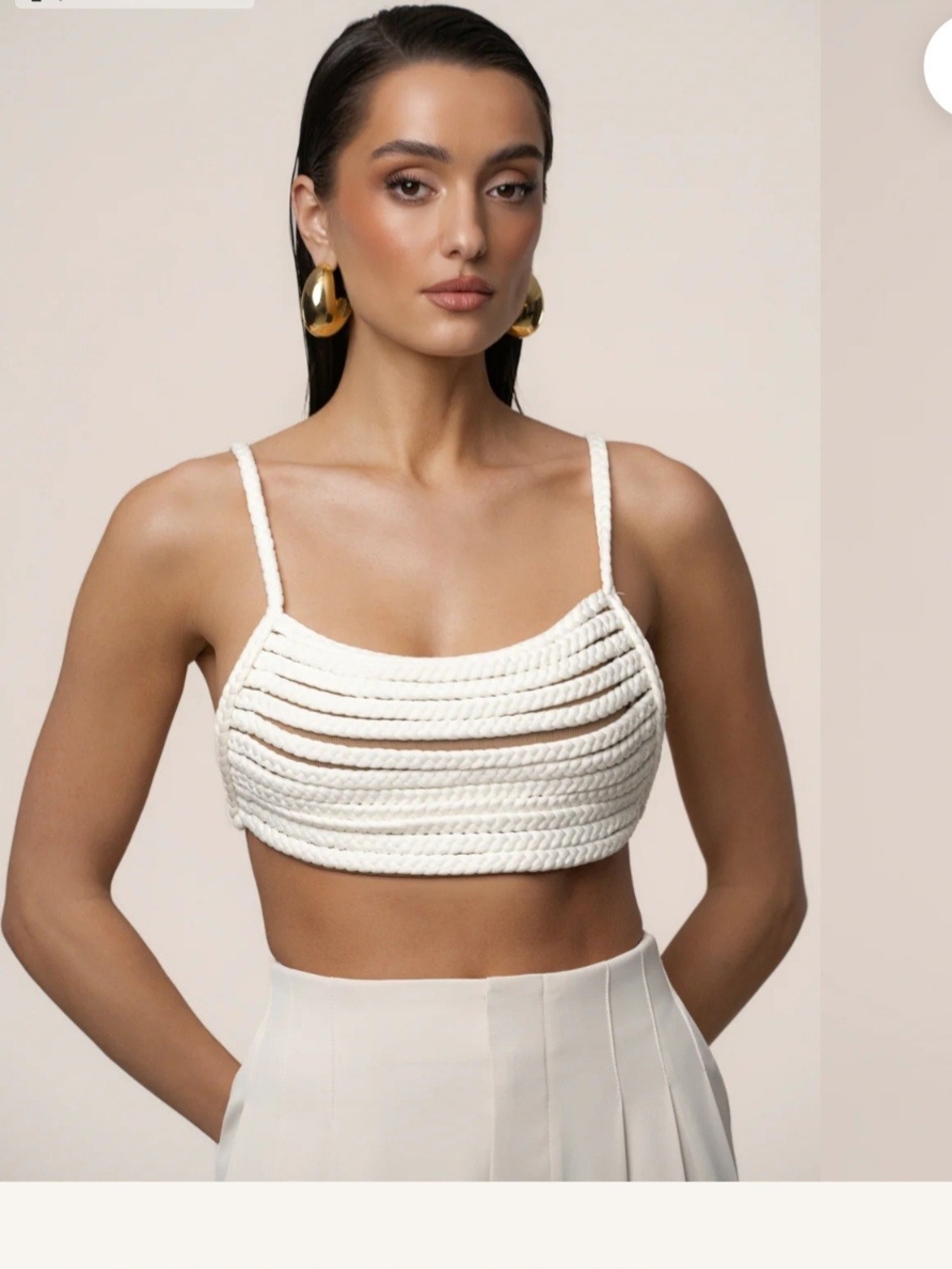 Juxlabel IVORY BRAIDED SOfie TOP